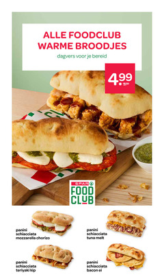  warme broodjes bereid food club panini mozzarella chorizo tuna teriyaki kip bacon ei 