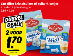  2 gilse kristalsuiker suikerklontjes pakken dubbel deal kilo v.a. natur kristal suiker midi 