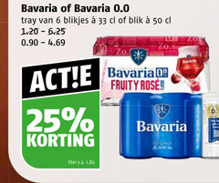  bavaria blikjes bier 6 25 33 50 0.0 tray blik fruity rose liter v.a. 