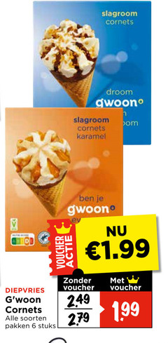  6 slagroom cornets diepvries soorten pakken stuks voucher droom gwoon karamel 