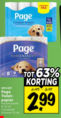  page toiletpapier 9 12 voordeel schoon reinigt beter kussenzacht comfort toilet papier rol air 