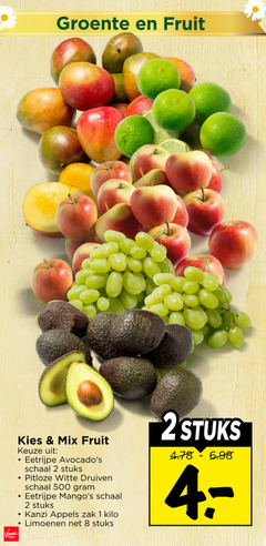 1 2 8 500 groente fruit mix eetrijpe schaal stuks pitloze witte druiven kanzi appels zak kilo 