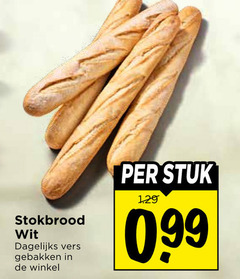  stokbrood wit dagelijks vers gebakken stuk 99 