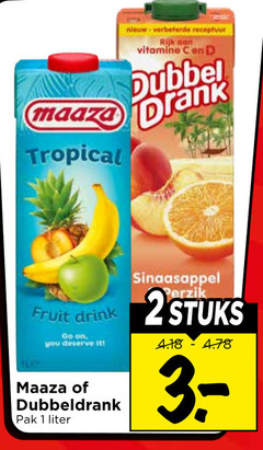  maaza dubbeldrank fruitdrank 1 2 tropical receptuur rijk vitamine dubbel drank sinaasappel perzik fruit drink stuks go you it pak liter 