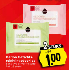  25 gezichts derlon reinigingsdoekjes sensitive verfrissend pak stuks 1 00 