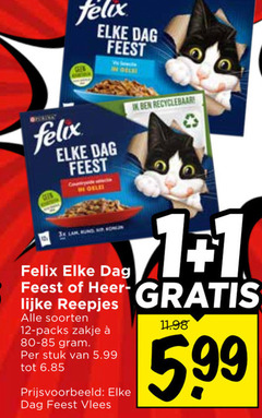  felix kattenvoer 1 12 dag feest 3x lam recyclebaar reepjes soorten zakje stuk 5.99 vlees 