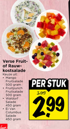  450 500 verse fruit rauwkostsalade mango fruitsalade fruitpunch waldorf salade ei columbus stuk 3.99 