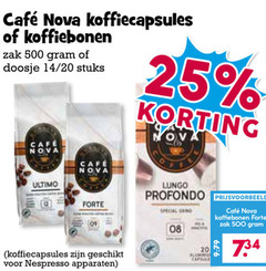  cafe nova koffiecups koffiebonen 25 500 mcafee koffiecapsules zak doosje 14 20 stuks ultimo forte nespresso apparaten lungo profondo grind 