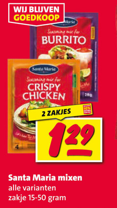  santa maria maaltijdmix 2 burrito seasoning mix for crispy chicken zakjes mixen zakje 