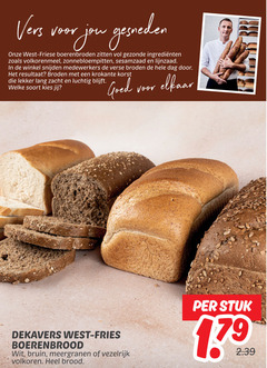  vers gesneden west friese boerenbroden zitten volkorenmeel zonnebloempitten sesamzaad lijnzaad snijden verse broden dag resultaat krokante korst lang zacht luchtig welke dekavers fries boerenbrood wit bruin meergranen vezelrijk volkoren brood stuk 