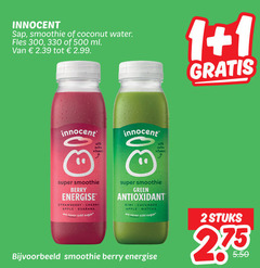  innocent fruitsmoothie 1 2 300 330 500 sap smoothie coconut water fles ml with vitamin vitamins super berry energise strawberry cherry apple guarana sugar green antioxidant kiwi cucumber stuks 