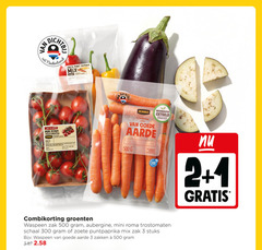  1 2 3 300 500 nederland zoete punt paprika mix jumbo buiten koelkast stuks zoet sappig mini roma trostomaten klasse verpakt supermarkten b.v. antwoordnummer nl waspeen aarde planet proof geteeld draagt gezondere bodem combikorting groenten zak aubergine schaal puntpaprika zakken 