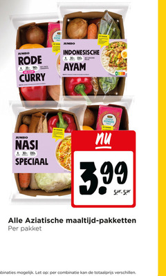  groentenpakket 4 25 30 180 400 jumbo rode klaar groente zoete aardappel curry vega tip kip nasi person romi kok indonesische kruiden pasta romige kokos melk 3.99 aziatische maaltijd pakket combinaties let combinatie 