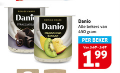  danone danio kwark 450 romige dani stracciatella mango kiwi banaan bekers beker 