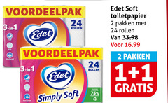  edet toiletpapier 1 2 3 24 rollen soft pakken simply 
