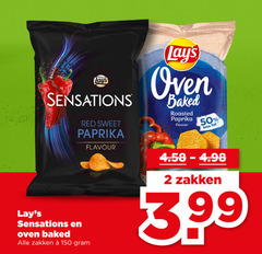  lays chips 2 50 150 sensations red sweet paprika oven baked zakken flavour roasted less 3.99 