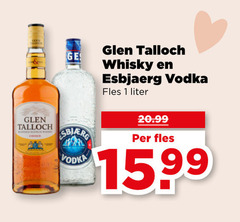  esbjaerg glen talloch wodka whisky 1 blended scotch vodka fles liter 