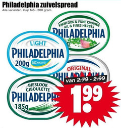  40 200 philadelphia zuivelspread kuip light knoflook fijne kruiden finest minder vet bieslook ciboulette original 