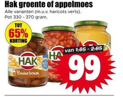  hak groenteconserven appelmoes 12 65 99 330 groente haricots verts pot bruine bonen open 