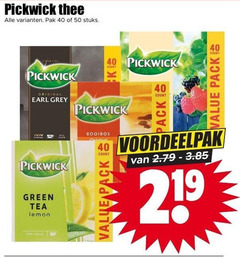  pickwick thee 15 18 40 50 100 219 pak stuks since original earl grey count pack green tea lemon natural rooibos 