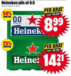  heineken 0.0 krat bier 24 25 30 50 pils flessen alcohol free reine 