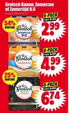  grolsch speciaalbieren 6 25 30 kanon zomerzon zomertijd 0.0 pack fles zachtbitter 6x fruitig 
