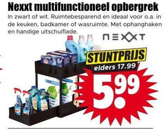 nexxt opbergrek zwart wit ruimtebesparend o.a. keuken badkamer wasruimte ophanghaken uitschuiflade elders 