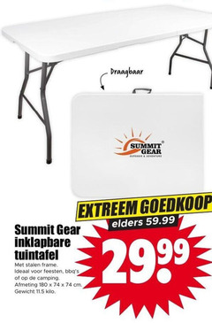  180 summit gear outdoor adventure inklapbare tuintafel stalen frame feesten camping cm gewicht kilo extreem elders 