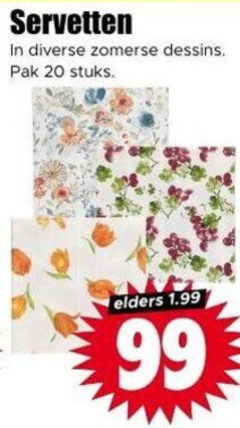  20 99 servetten zomerse dessins pak stuks elders 