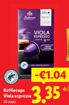  bellarom koffiecups 20 100 20x viola espresso 9 12 creamy intense nature stuks certified arabica 