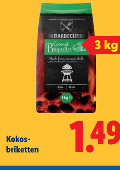  3 barbecue coconut from shells 1.3kg kokosmelk briketten 