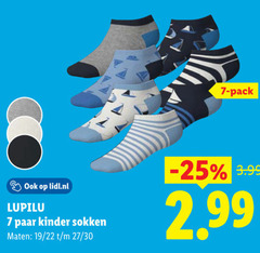  7 pack lidl.nl lupilu paar kinder sokken maten 19 22 27 30 3.99 