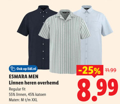  45 55 lidl.nl esmara men linnen heren overhemd regular fit katoen maten xxl 