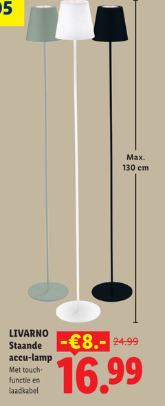  cm livarno staande accu lamp touch functie laadkabel 