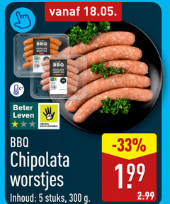  chipolatas 5 300 bbq chipolata worstjes beter leven dieren bescherming inhoud stuks 