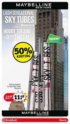  1 2 25 33 50 maybelline sensational sky tubes mascara new york kruidvat bes 1x high sensa 2e halve artikel combinatie beauty 