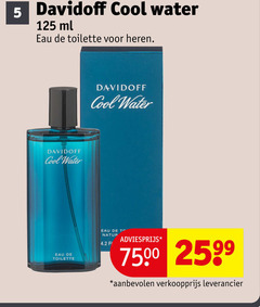  5 davidoff cool water ml eau toilette heren natur 