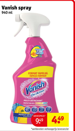  940 vanish spray ml efficace 100 taches effectief vlekken format familie formaat action multi protection des couleurs boissons pistolet vlekverwijderaar 