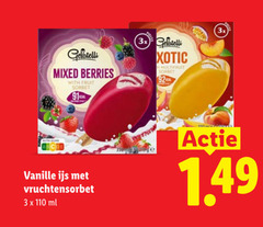  3 gelatelli mixed berries with fruit sorbet vanille ijs vruchtensorbet ml 3x multifruit 