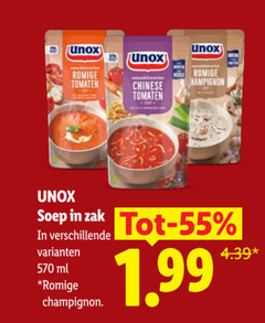  unox soep 55 romige champignon tomaten chinese zak ml 
