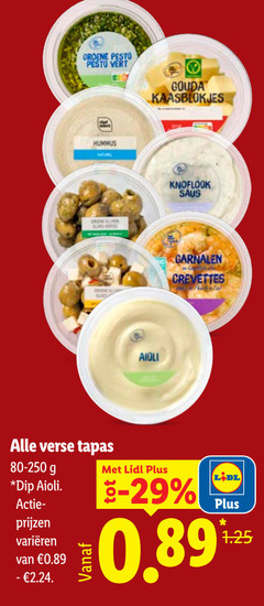  tapas groene pesto gouda kaasblokjes hummus aioli knoflook saus garnalen crevettes verse dip varieeren l dl 