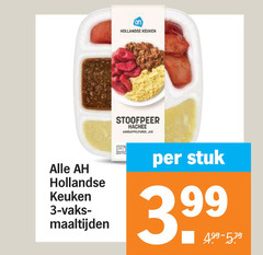  albert heijn huismerk hollandse kant en klaar maaltijd 3 keuken stoofpeer hachee aardappelpuree jus vaks maaltijden stuk 