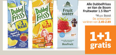  van de boom dubbelfrisss fruitdrank 1 100 dubbel frisss appel perzik co fruit water fruitwater liter m.u.v boost varieeren ijsje verfrissend boordevol sinas vanille favoriet suiker natuurlijk mineraalwater scheutje bosfruit 