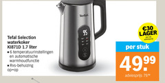  tefal waterkoker 6 30 40 80 90 100 selection liter temperatuurinstellingen automatische warmhoudfunctie rvs behuizing sint stuk 