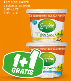  campina kwark 2 500 bekers rijk protein milde vleugje vanille 1 le 