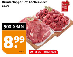  500 runderlappen hacheevlees rund vlees kilo start maandag 