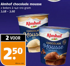  almhof chocolademousse 2 250 chocolade mousse bekers wit kilo v.a. original 