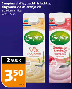  campina vla 1 2 350 vlaflip zacht luchtig slagroom oranje pakken liter vanillesmaak framboos 