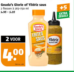  goudas glorie yildriz snacksaus 2 saus flessen ml liter v.a. frites zacht romig mosterd dille 5 zegels 