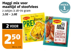  1 2 250 maggi mix maaltijd stoofvlees zakjes 28-70 kilo v.a. kerrie mexx air fryer crispy chicken 